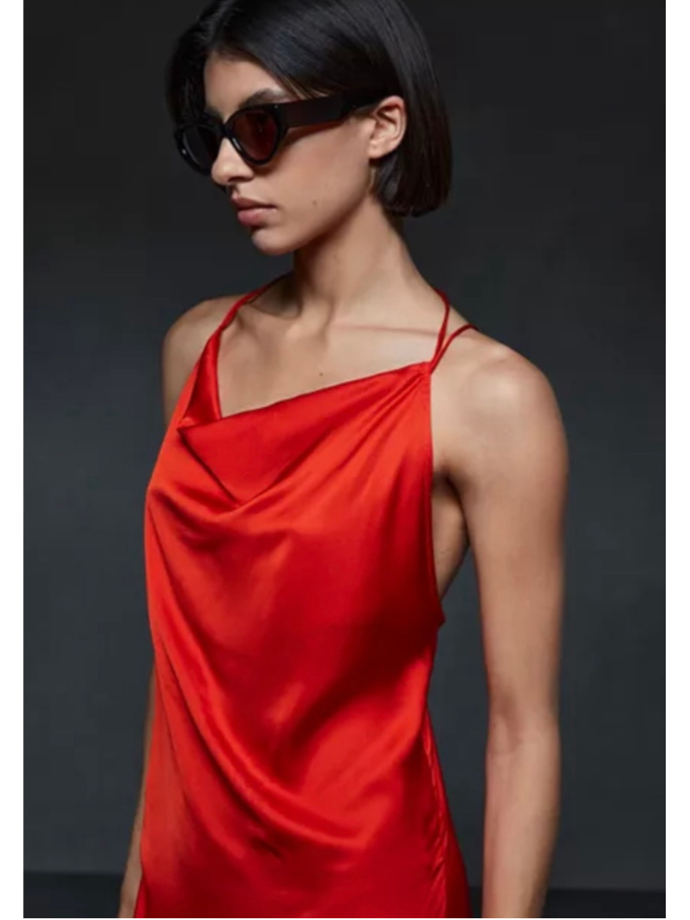 Reiss Lilah Cowl Neck Slip Midi Dress in Red Orange 12 Luxury Sexy New